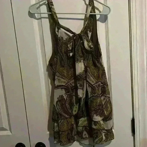 ADiva size L Brown & White Top with adjustable straps, beading and coin detail - Picture 2 of 11